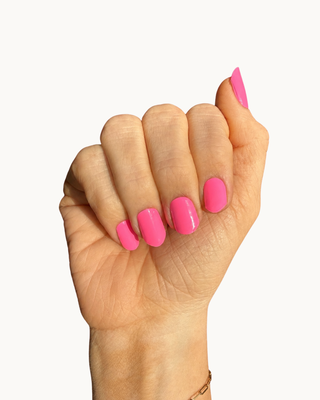 Main Character gel nails shown on a hand