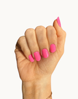 Main Character gel nails shown on a hand